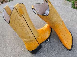 COWBOY FAUX EMBOSSED FULL QUILL OSTRICH BOOTS MENS 9.5D  