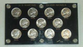   Silver War Nickels Complete Set 11 BU Coins in Capital Holder  