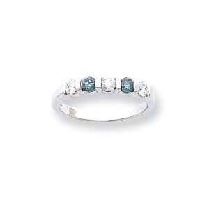 14k White Gold Blue dia/AA Ring Diamond quality AA (I1 clarity, G I 