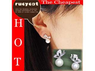 pair Pearl Ball Sweet Silver Stud Mini Earrings T54  