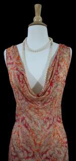 FABULOUS VTG STYLE 20s 30s 40s art deco printed sheer bias silk dress 