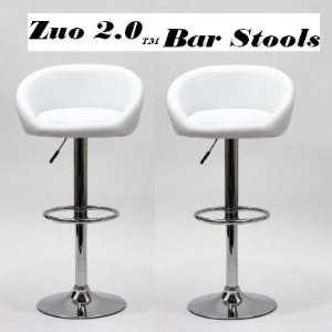  Zuo 2.0 Synthetic Leather Adjustable Bar Stool   White 
