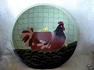 Vintage WARREN KIMBLE Hen/Chicken Wooden Bowl   Sage Green  