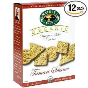 Natures Path Organic Crackers, Tamari Sesame , 8 Ounce Boxes (Pack of 