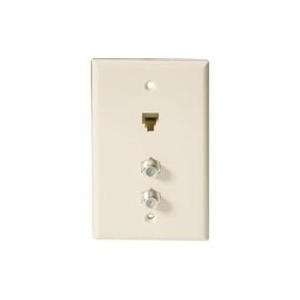    Ivory RJ11 Phone And Dual F Connector Wall Plate: Electronics