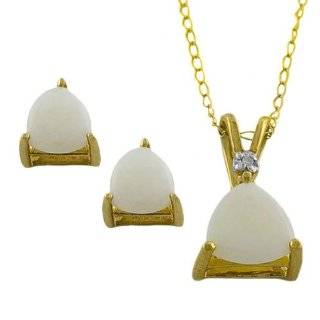   Karat Yellow Gold Trillion Citrine Necklace And Earrings Set: Jewelry