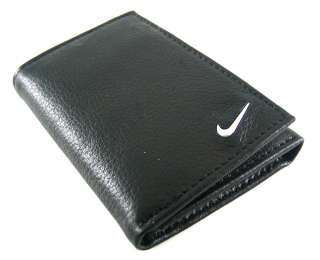 Nike Golf Sports Athlete Black Pebble Grain Leather Trifold Wallet w 