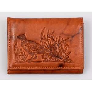    Pheasant Embossed All Leather Trifold Wallet