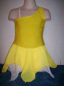 NEW Yellow Fairy Flower Ice Figure Skating Dress AS  