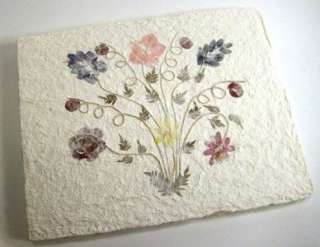 Handmade Madagascar Paper with Dried Flowers Guest Book  