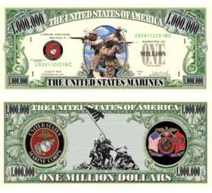 United States Marines Million Dollar Bill  