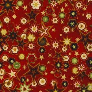 HOLIDAY FLOURISH METALLIC STARS~ Cotton Quilt Fabric  