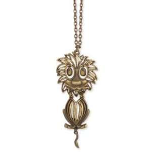   Lion Charm Necklace on Long 28 Antique Gold Chain   Lion is Jointed
