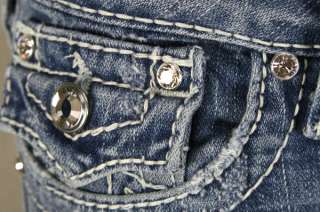 True Religion Jeans Womens Joey Big T Med Drifter Swarovski Crystals 