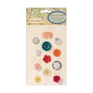  Crate Paper Pretty Party Eclectic Buttons 12/Pkg ; 3 Items 