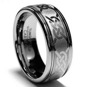   Ring Wedding Band with Laser Etched Celtic Design Size 10.5: Jewelry