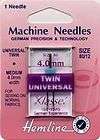 Hemline Klasse Universal Twin Sewing Machine Needle 4mm Medium Weight