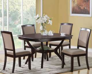 NEW 5PC ALAMOSA RICH CAPPUCCINO FINISH WOOD DINING TABLE SET  
