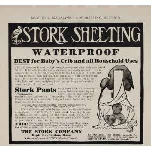  1907 Vintage Ad Stork Waterproof Sheeting Pants Baby 