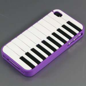  Purple / Piano design Silicone Case for Apple iPhone 4 / 4S+ Free 