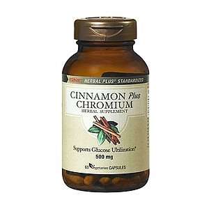 GNC Herbal Plus Cinnamon Plus Chromium, 500mg, Vegetarian Capsules, 60 