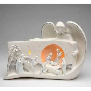  Angel and Nativity Scene Porcelain Music Box Sculpture 