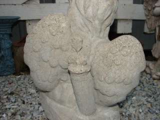 Vintage Concrete Cupid Cherub W/Bunny Statue Yard Art  