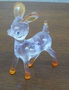 Vtg. Plastic Deer Figurine Clear Body Orange Accent Excellent  