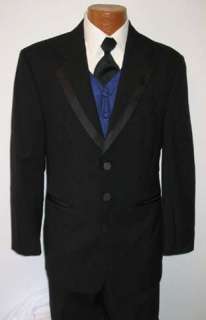Black Strada 3 Button Notch Tuxedo Jacket Prom 44S  