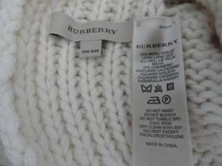 BNWT Auth Burberry 100% Cashmere Cream large Snood Scarf Hood  