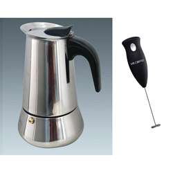 Ovente Stovetop 9 cup Espresso Maker with Mr. Coffee Milk Frother 