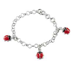 Sterling Silver Childs Red Lady Bug Charm Bracelet  Overstock
