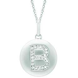 14k White Gold Diamond Initial B Disc Necklace  Overstock