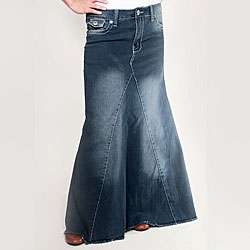 Tabeez Womens Medium Wash Long Denim Skirt  Overstock