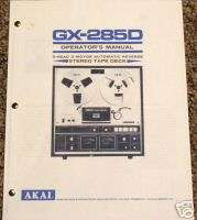 Akai GX 285D Reel to Reel Owners Manual   
