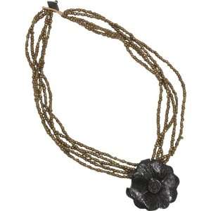  About Color Leather Rose Pendant Necklace 18 (Black 