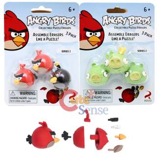 Angry Birds Puzzle Erasers Set : Red Blue Birds and Pigs Rovio 