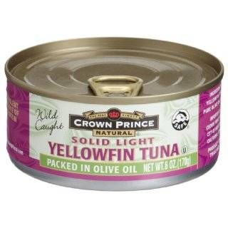 Crown Prince Natural Solid Light Yellow fin Tuna in Olive Oil, 6 Ounce 