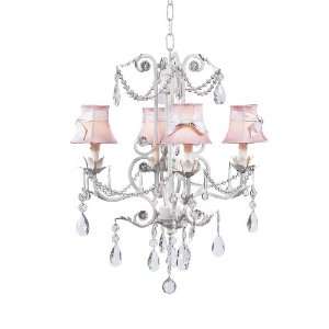  Pink Plain Chandelier Shades with White Sash on the White 