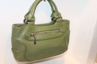 COLE HAAN Auth Pea Olive Green Leather Hobo Shoulder Bag Purse Tote 