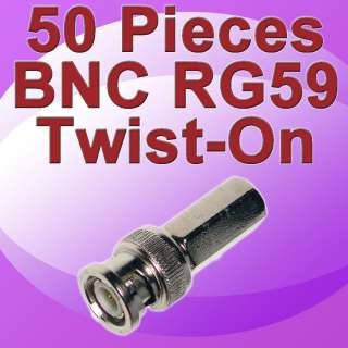 50pcs Twist on BNC Male RG59 Coax Coaxial Connector adapter for CCTV 