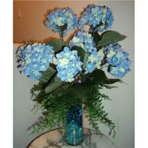  Blue Hydrangea Silk Flower Arrangement: Home & Kitchen
