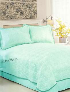   Daisy Reversible Light Blue Color Queen Size Quilt Bedspread Coverlet