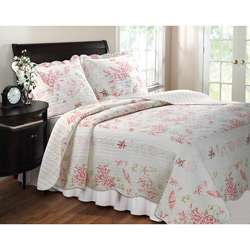 Coral Red King size Quilt Set  