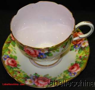 Paragon Tapestry Rose Teacup and Saucer Lavender inside Tea Cup 