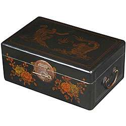 Black Leather Chinese Dragon Jewelry Box  Overstock