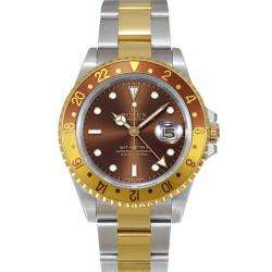 Pre owned Rolex Mens GMT Master II Two tone Brown Dial Watch 