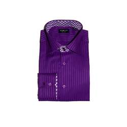 Domani Blue Label Mens Purple Shadow Stripe Dress Shirt   