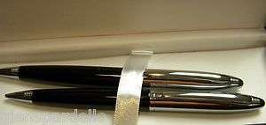   BLACK LAQUERED PEN & PENCIL SET .09mm pencil gift box free fast ship