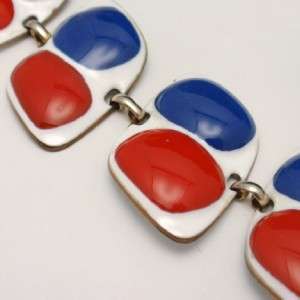 Kay Denning Vintage Enamel Bracelet Red White Blue  
